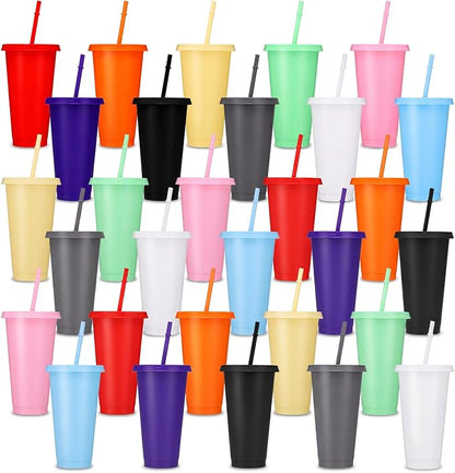 30 Pack Plastic Tumblers with Lids and Straw, Reusable Black Tumblers Bulk - Image 8