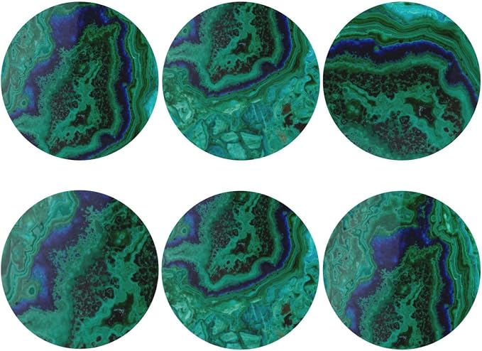 Agate Marble Green Coasters Set of 6 Coasters by Unknown