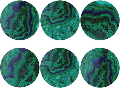 Agate Marble Green Coasters Set of 6 Coasters by Unknown