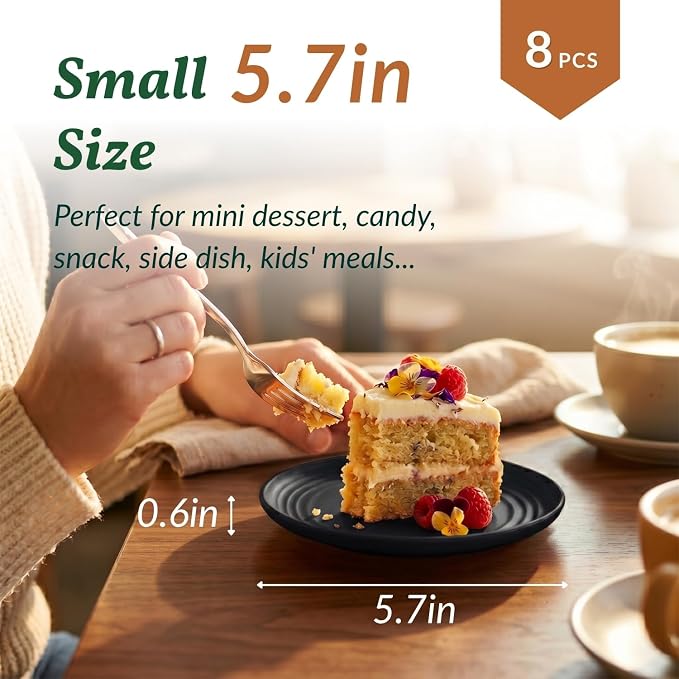 Black Small Plates | 5.7" Unbreakable Melamine Appetizer & Dessert Plates - Image 2