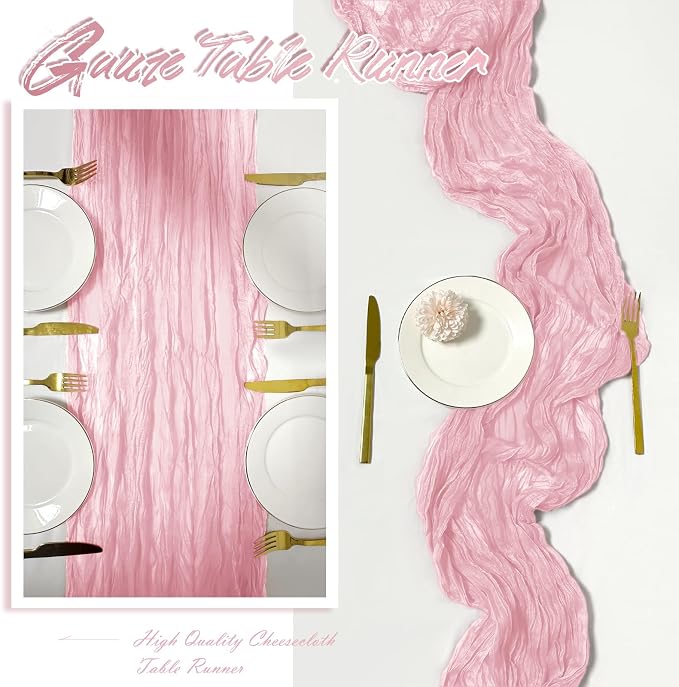 30 Pack Light Pink Cheesecloth Table Runner 17 x 108 inch Cheese Cloth Table - Image 6
