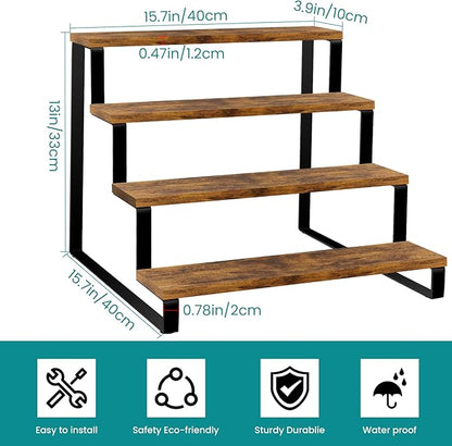 ELITEROO Wood Display Stand, 4 Tier Perfume Stand Organizer, Display Riser for Food, Tiered Cupcake Stand Risers, Table Display Shelf for Vendors Event, Candles, Tumblers, Soaps