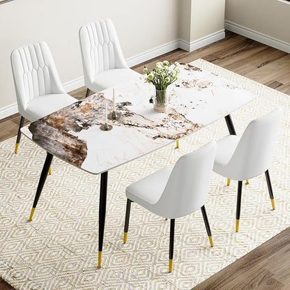 Dining Room Table Set for 4,Dining Table Set for 4, Sintered Stone Kitchen Table Top and Modern Chairs Set of 4 for Kitchen Dining Room