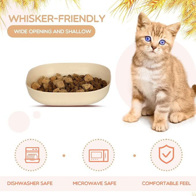 Cat Food Bowl Set, 6 inch Wide Shallow Cat Bowl - Image 5