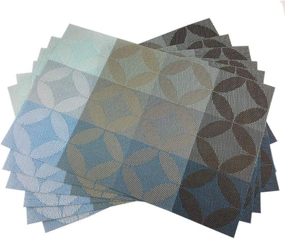 Gugrida Heat-Resistant, Stain Resistant Anti-Skid PVC Woven Vinyl Placemats - Non-Slip Kitchen Table Mats Set of 6 (30x45 cm, Blue)