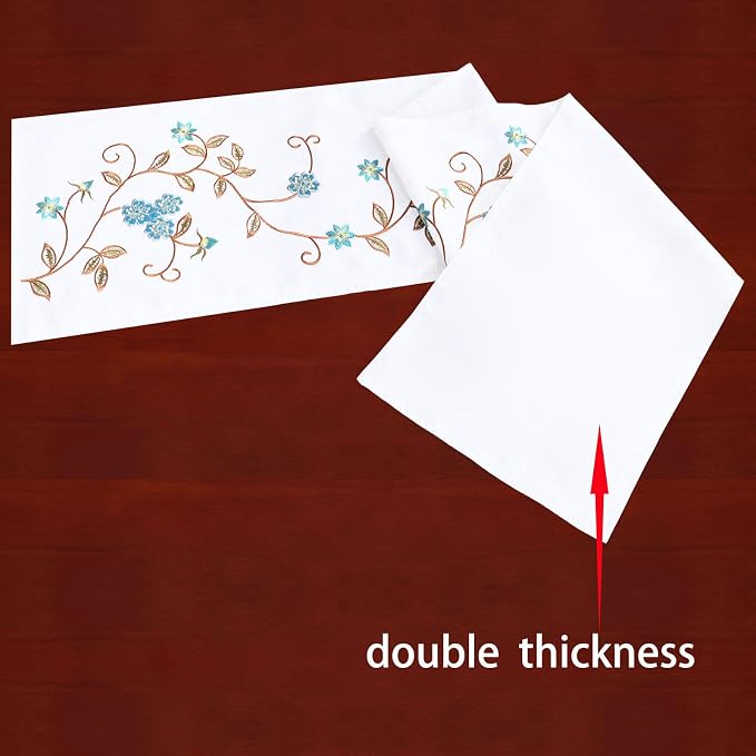 Double Thickness Rustic Embroidered Floral Table Runners - Image 3