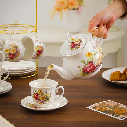 20-Pieces Porcelain Tea Sets For Women, Tea Set For Adult - Image 7