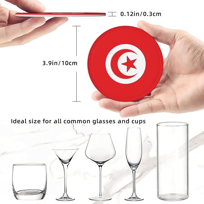 Tunisia Flag Coasters for Drinks - Image 3