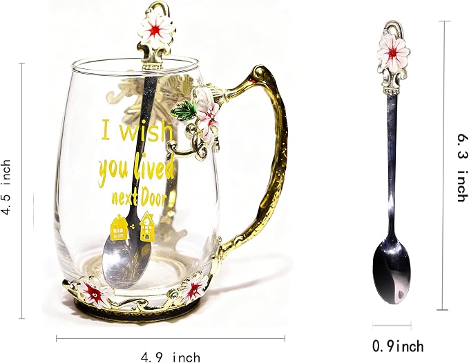 Unique Printing Glass Cup Flower Design Tea Cup Coffee Cup Ideal Christmas Gift - Image 2