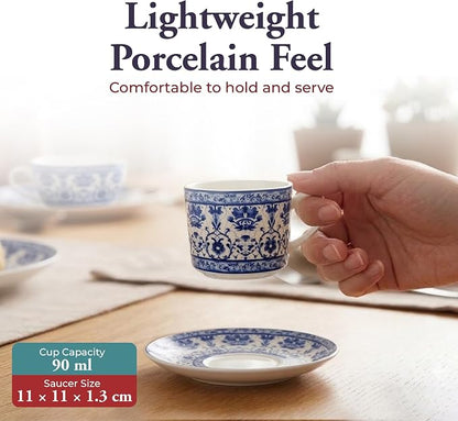 Zagara Home Mardin Porcelain Coffee Cup Set of 6, Espresso Cups and Saucers Set - Image 5