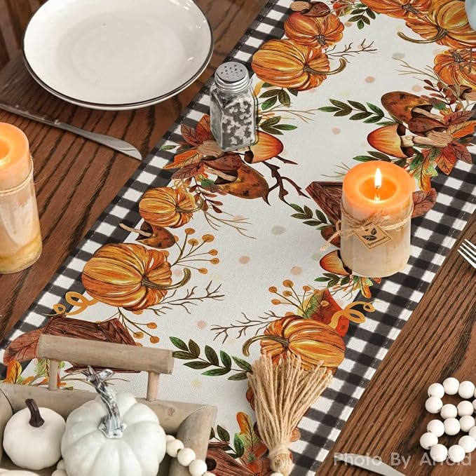 Artoid Mode 210 GSM Fall Table Runner 13x90 Inch. Home Party Decor | Buffalo - Image 7