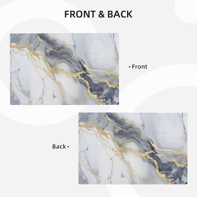 Fiokroo Golden Marble Texture Placemats Set of 6 Table Mats Table Tableware - Image 8