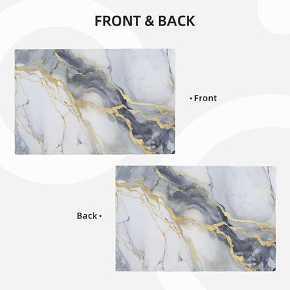Fiokroo Golden Marble Texture Placemats Set of 6 Table Mats Table Tableware - Image 8
