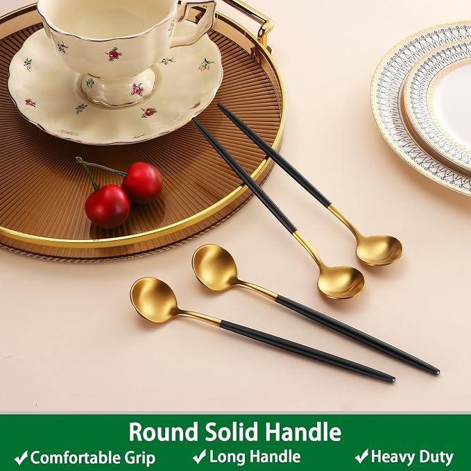 DEHOV 7.95 Inches Satin Gold SS18/10 Long Stirring Spoons - Image 5