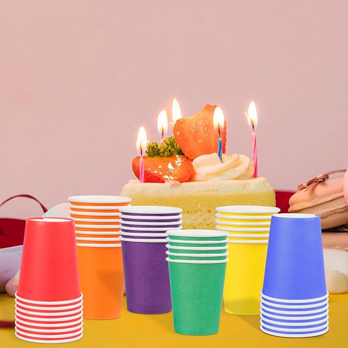 120-Pack 9 oz Rainbow paper cups, Disposable Colorful Paper Cups, Suitable - Image 7