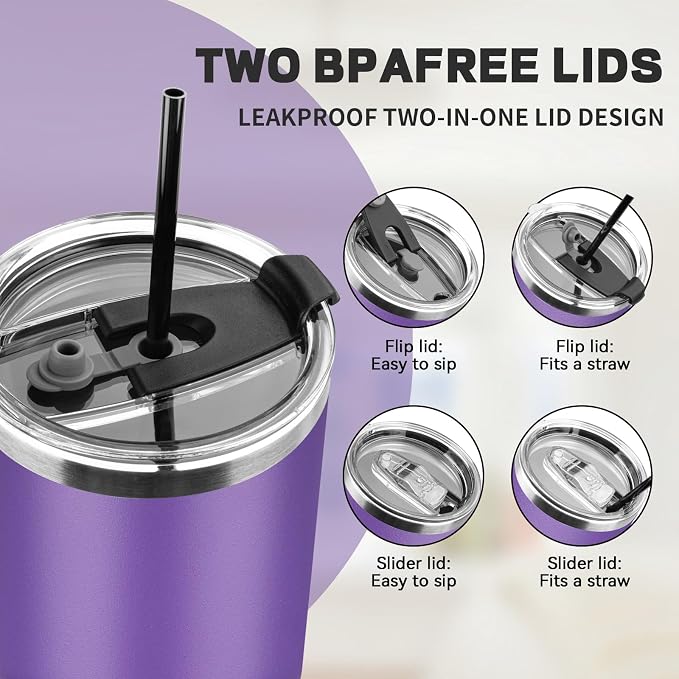 30 oz Tumbler with Lids and Straws, Stainless Steel Insulated Coffee Tumbler - Image 5