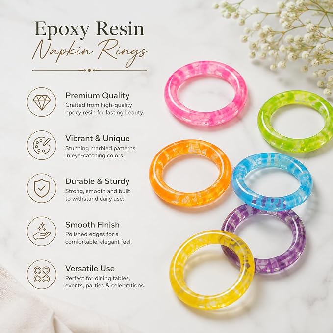 Epoxy Resin Napkin Rings, fits cloth and paper napkins, farmhouse modern style - Image 5