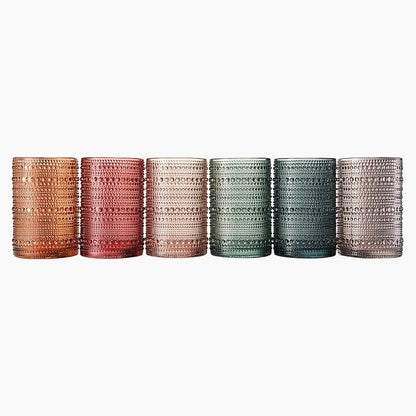 Khen Hobnail Beaded Highball Drinking Tumbler Glasses | Set of 6 | Color - Image 2