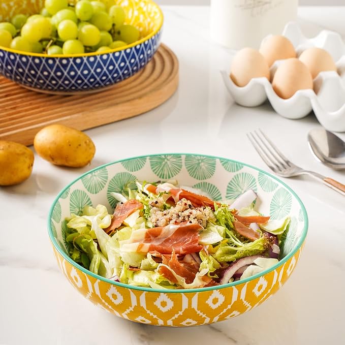 Selamica Ceramic 50 Ounce Pasta Bowls Set of 4, 8.6 Inch Large Salad Bowls - Image 3