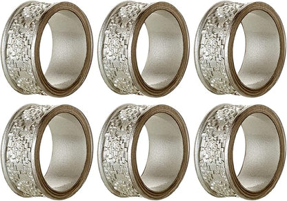 Creative Scents Dublin Silver Napkin Rings Set of 6 - Elegant Dining Table Decor Napkin Holder Rings - Table Setting Decorations for Thanksgiving, Fall, Holiday Dinner
