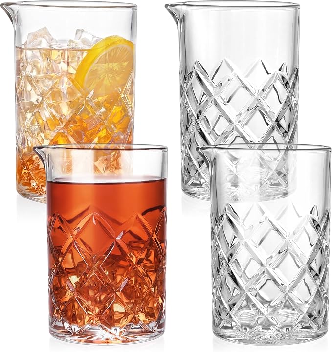 4 Pcs Cocktail Mixing Glass 24 oz Cocktail Stirring Glasses Crystal Glasses by Unknown