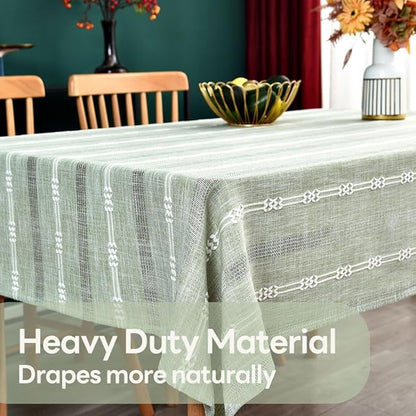 Heavy Duty Cotton Table Cloth for Rectangle Table Sage Green Tablecloth Rectangular Farmhouse Vintage Tablecloth Washable Rustic Table Cover (Sage Green, 52''x70'')