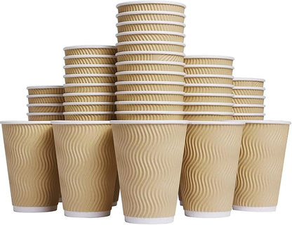 Hot Paper Cups_12 oz Disposable Insulated Corrugated Sleeve Ripple Wall Paper by Unknown