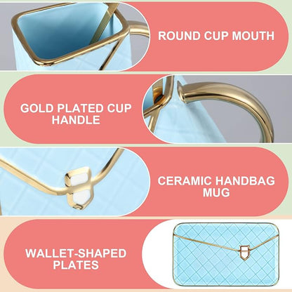 Zubebe 4 Sets Coffee Mug Elegant Handbag Shaped Cup Modern Ceramic Purse Mug - Image 7