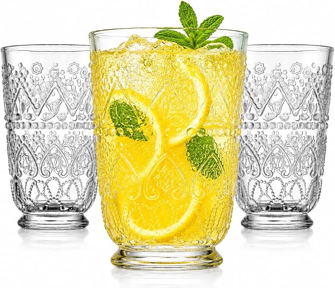 Set of 4 Vintage Beaded Highball Glasses by MosJos
