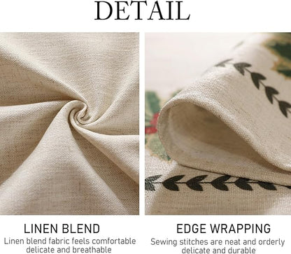 ISAENNE Designer Christmas Linen Small Rectangular Tablecloth,Light Beige Western Elegant Table Cloth,Wrinkle Resistant Decor Tablecloths for Dining Thanksgiving Kitchen Christmas,55"*71"-Carol G