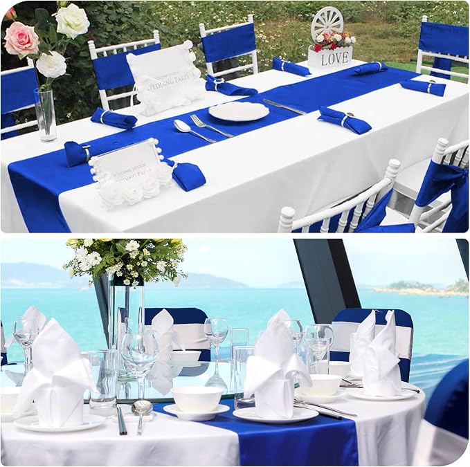 12 Pack Royal Blue Satin Table Runner 12 x 108 Inch Long Premium Table Runners - Image 6