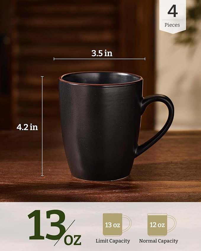 famiware Venus Coffee Mugs Set of 4, 13 oz Ceramic Stoneware Mug Cup Set | - Image 4
