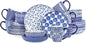 Selamica 30-Pieces Ceramic Dinnerware Sets for 6, Scratch Resistant Plates and Bowls Sets, Microwave and Dishwasher Safe, Vintage Blue A