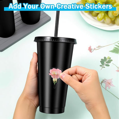 30 Pack Plastic Tumblers with Lids and Straw, Reusable Black Tumblers Bulk - Image 7