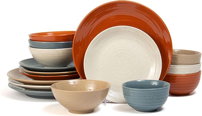 Sango Siterra Painter's Palette 16-Piece Stoneware Dinnerware Set by Sango