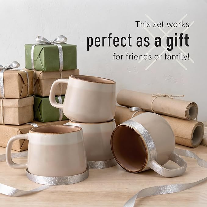 Ava Nord Small Stoneware Ceramic Coffee Mugs Set of 4-6 oz - Image 6