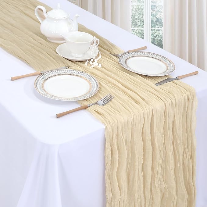 12 Pack Beige Cheesecloth Table Runner 10ft Boho Gauze Fabric Cheese Cloth - Image 3