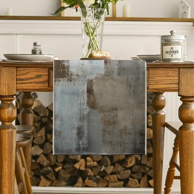 Grey and Brown Table Runner 13x72 Inch Modern Abstract Art Painting Kitchen - Image 2