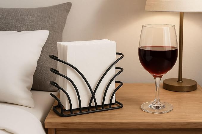 Napkin Holder for Table Countertop, Modern Decorative Sturdy Iron Black Metal - Image 4