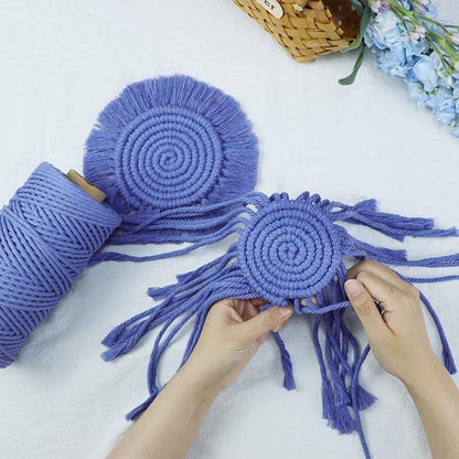 Coomin Boho Coasters for Drinks, Handmade 7.4in, 2p Light Blue | Woven - Image 5