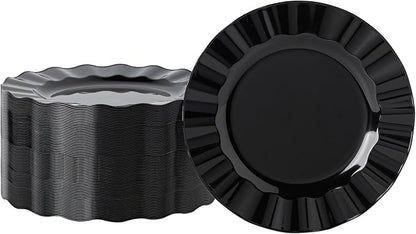 72 Pack Black Plastic Plates, Thanksgiving by NZVCNTableware