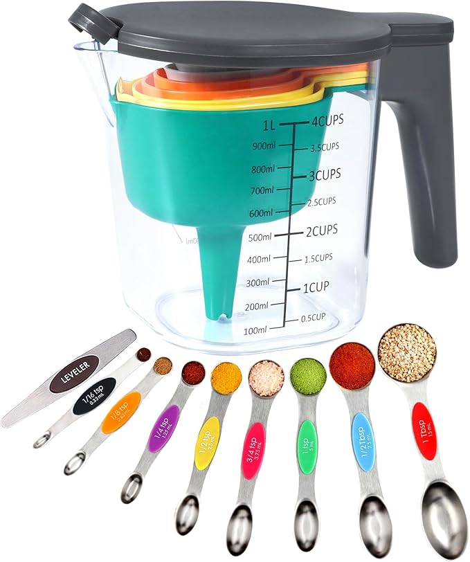 19-Pc Magnetic Measuring Cups and Spoons Set, by Recogwood