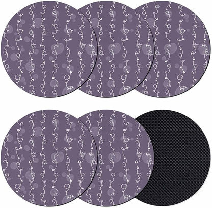Vintage Lines Coasters Set of 6, Non-Slip Cup Coaster Mat by PIEPLE