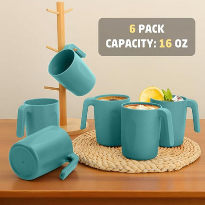 Coffee Mug 16 OZ, Wheat Straw Coffee Mugs Set of 6, Unbreakable Water Tumbler - Image 7