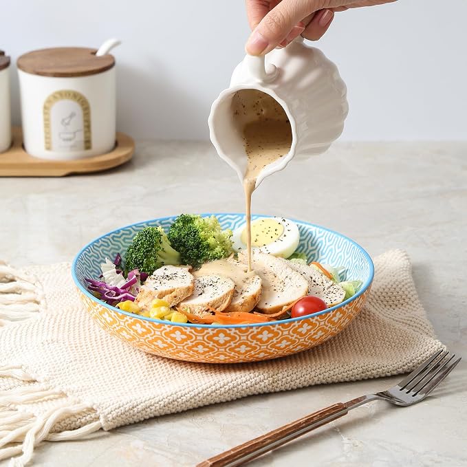 Selamica Ceramic Pasta Bowls Set 34 OZ, Large Salad & Dinner Bowls 8.6 Inch - Image 5