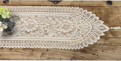 Tinsow 2 Pack Cotton Crochet Lace Rectangular Table Runner Dresser Scarf Doilies - Image 2