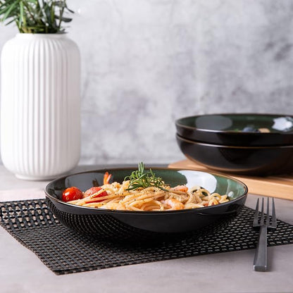 LERATIO 9.0" Ceramic Pasta Bowls Set of 4, 38oz Large Stoneware Bowls Set | - Image 8