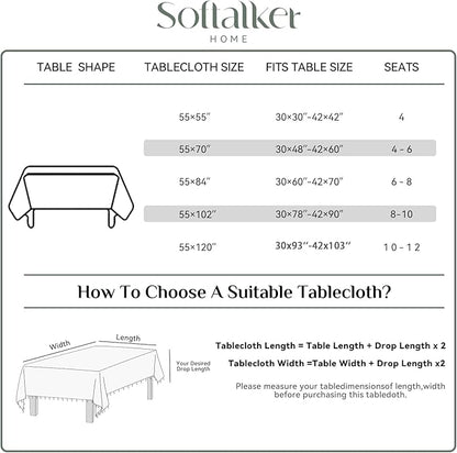 Softalker Spring Checkered Tablecloth Rectangle, Outdoor Linen Cotton Gingham Table Cloth with Tassel, Heavy Duty Wrinkle Free Buffalo Plaid Table Cover for Easter Dining Home - 55 x 120 Inch, Sage