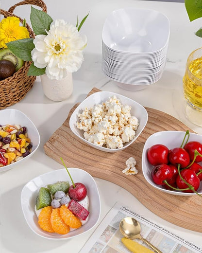 bUCLA 50Pack White Plastic Small Bowls - 8oz Disposable Ice - Image 3