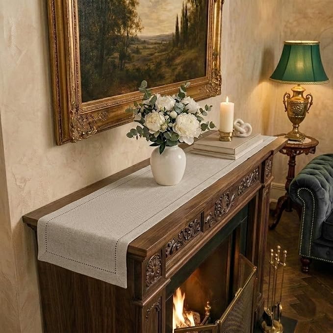 Signature Linen™ by D'Moksha Natural Table Runner 48 Inches, 100% Pure Linen - Image 2